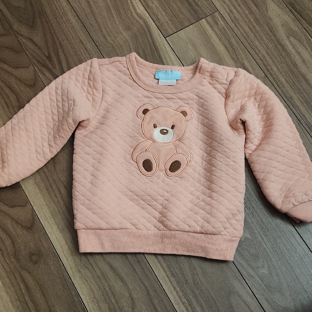 🔥Cute Soft Quilted Baby Sweatshirt Pink Bear, 24m